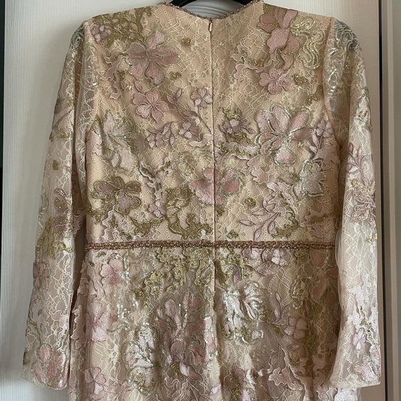 Nwt Mac Duggal Floral Embroidered Lace Trumpet Gown in Blush - Picture 9 of 16